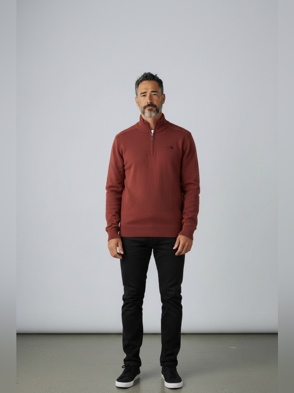 The North Face Men’s Quarter Zip Sweater // Burnt Orange Brown // XXL